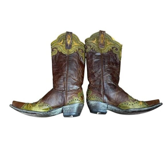 Old Gringo Brown & Green Studed Boots Women Size 6.5B - Picture 5 of 13